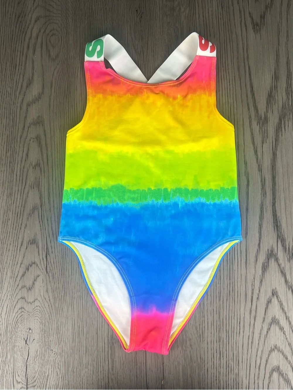 Stella McCartney Kids Rainbow Girls Swimsuit, Size 10